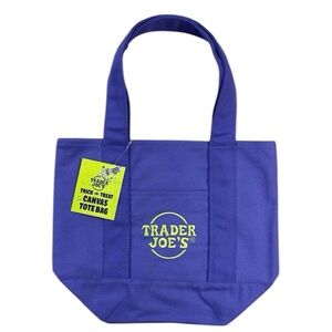 Brand New Trader Joe's Mini Canvas Tote Bag in Purple 2025 Fall Collection.